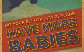 A satirical poster encouraging people to have more babies to populate New Zealand