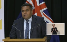 Broadcasting and digital media minister Kris Faafoi at Thursday's live-streamed announcement.