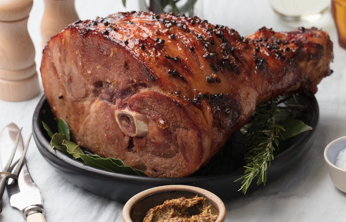 Negroni-glazed ham