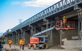 The clip-on attachment to the Wairau Bridge on SH1 is nearly completed.