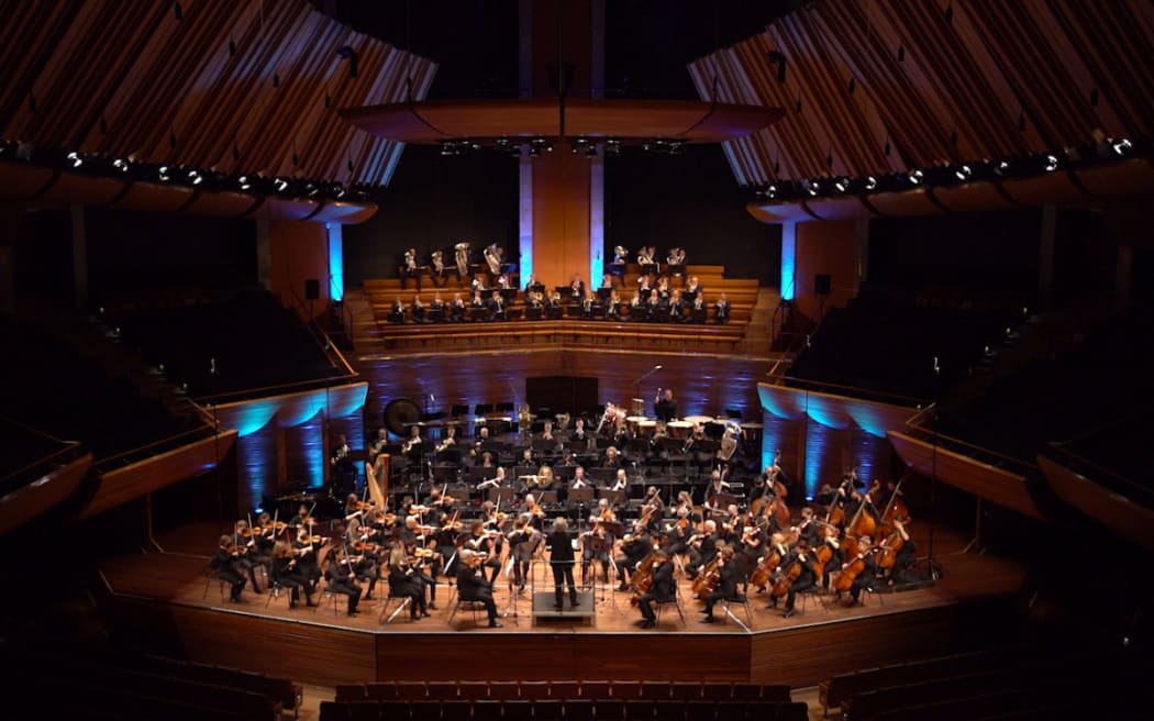 National Band of NZ and NZSO performing in the Michael Fowler Centre