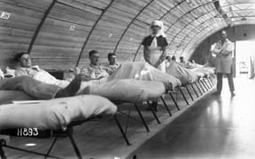 Nurse and patients in NZ Stationary Hospital, Wisques, France