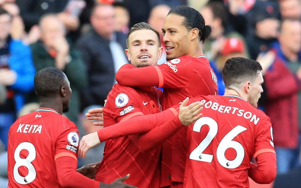 Jordan Henderson of Liverpool celebrates.