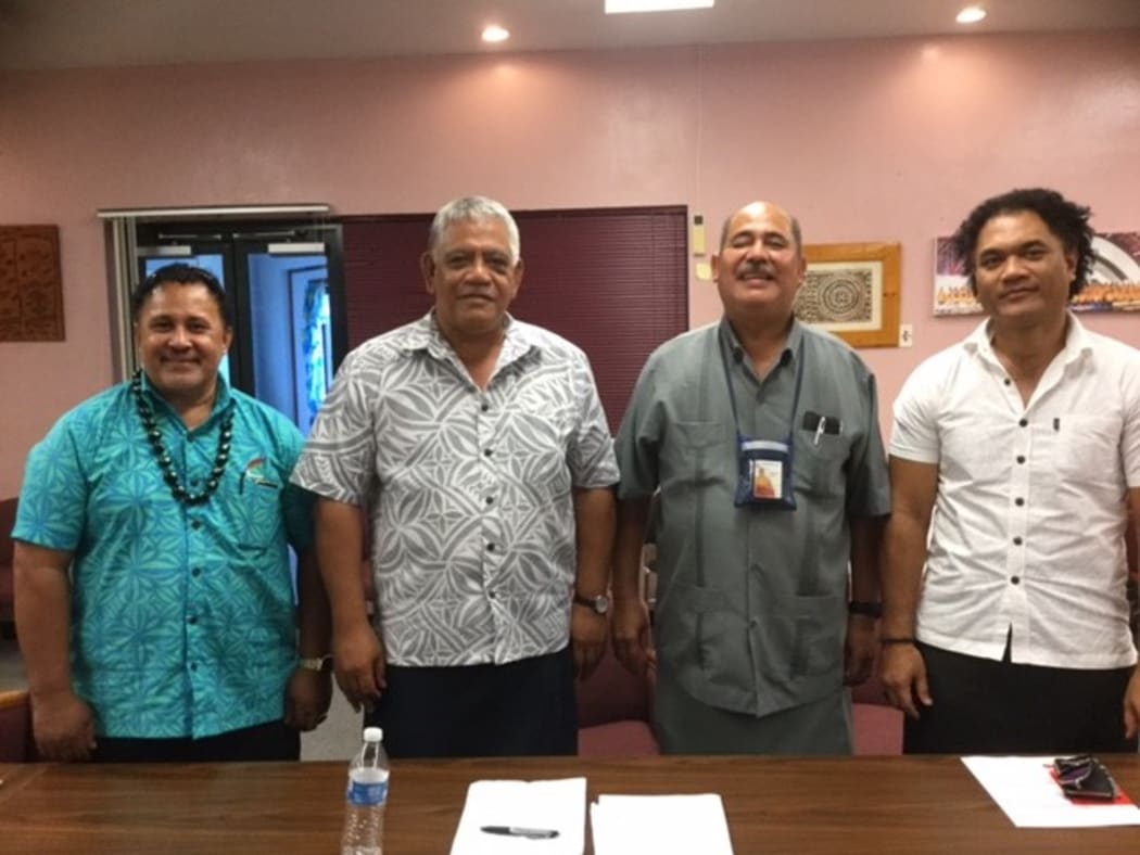 Lupeomanu Pelenato Fonoti, Ulu Bismarck Crawley, Aufa'i Apulu Areta and Seumaloisalafai Afele Faiilagi met to discuss the threat of fire ants in the Samoas.