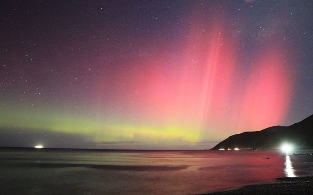 Sam Wilson captured this image of the Southern Lights at Red Rocks on Wellington's south coast on 11 October 2024.