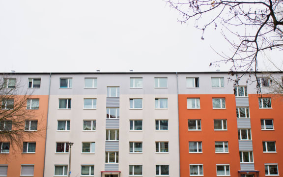 Apartment building, accommodation, housing, rental.