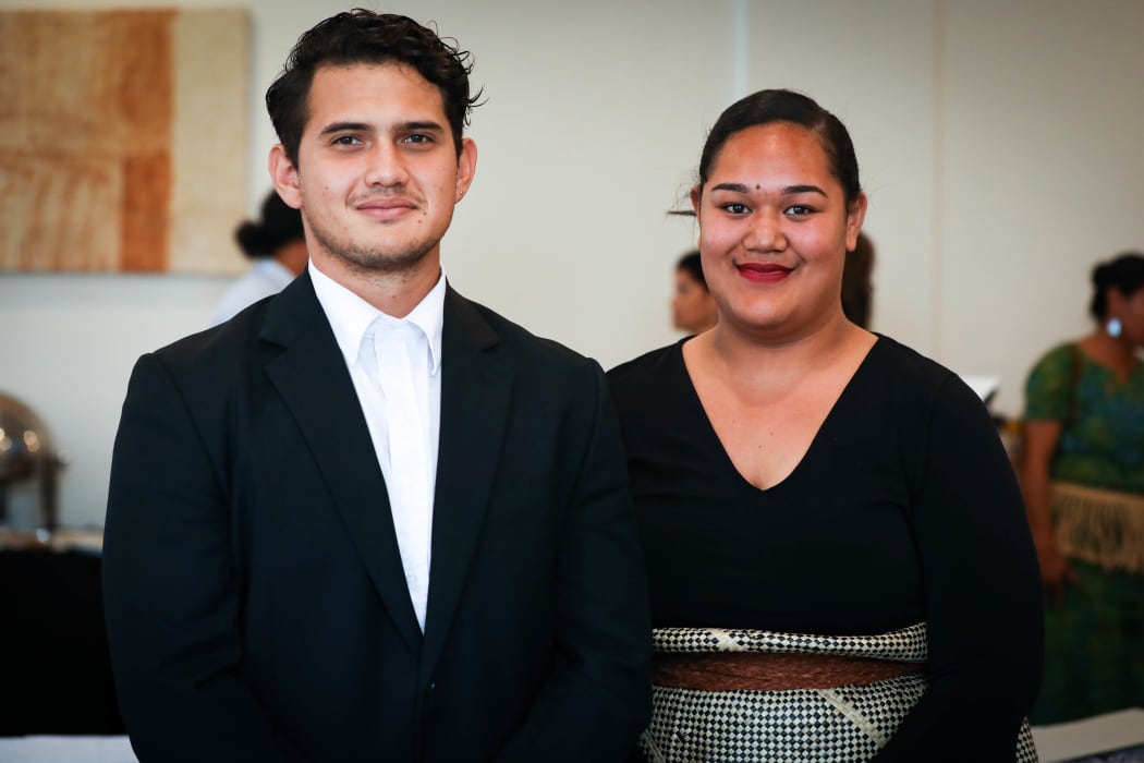 2018 Youth MPs Hans Jensen (left) and Kilisitina Moala (right) at a workshop with New Zealand MPs in Tonga.