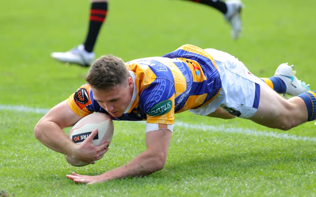 Bay of Plenty player Kaleb Trask goes in for a try during their huge win over Canterbury in the Mitre 10 Cup match played at Tauranga Domain in Tauranga on Saturday 24 October 2020.
2 October 2020.