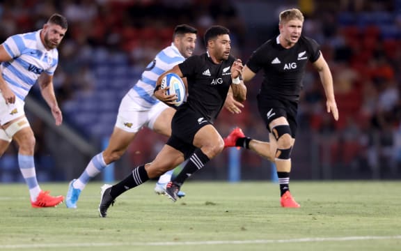 Richie Moâunga. New Zealand All Blacks v Argentina. 2020 Rugby Championship Test Match played at McDonald Jones Stadium, Newcastle Australia on Saturday 28th November 2020. Photo Clay Cross / photosport.nz