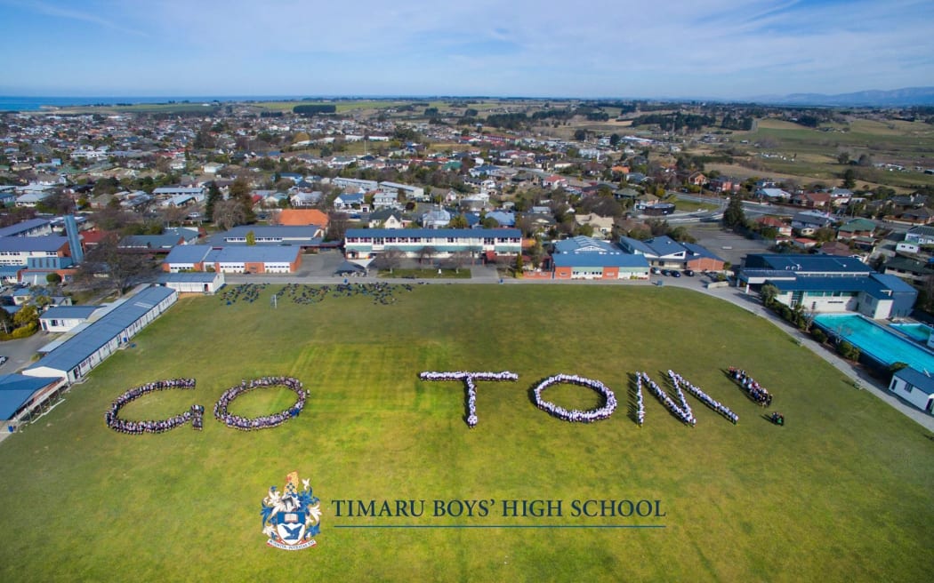 Timaru Boys High School turns out to support old boy Tom Walsh.