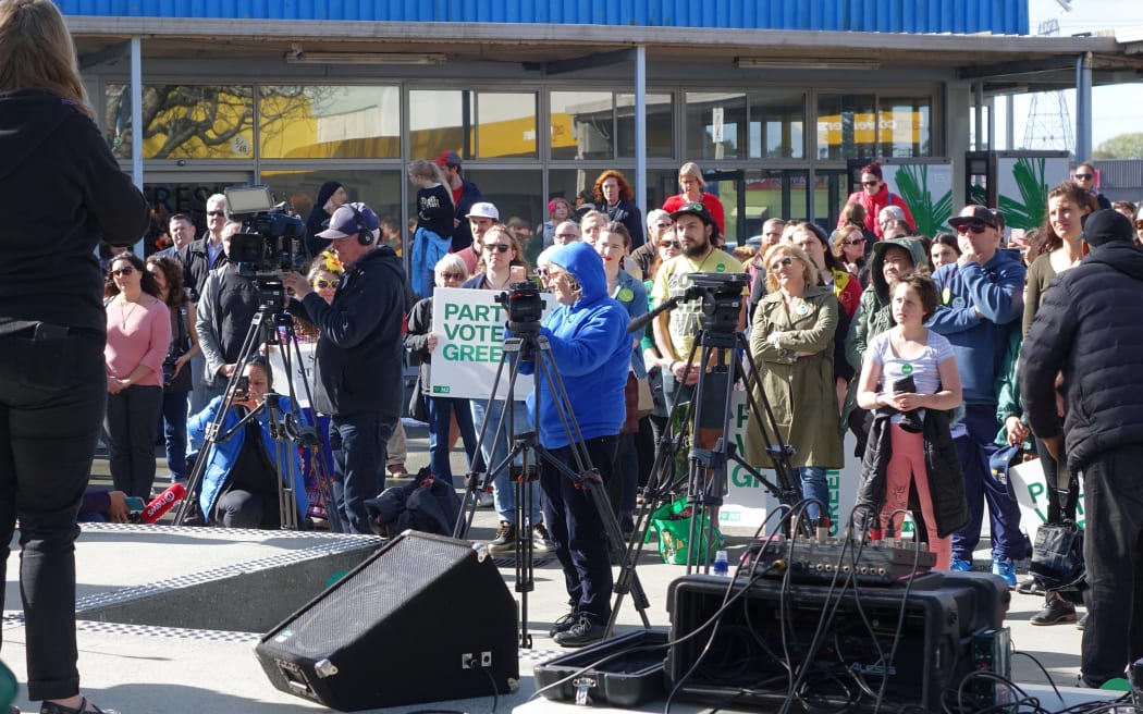 Supporters at the Green Party poverty rally.