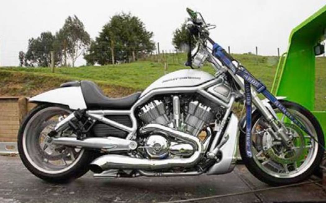 One of the repossessed items was a 2012 Harley Davidson Night Rod motorcycle