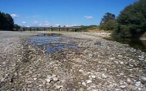 A dry Waimea River by the Appleby Bridge.