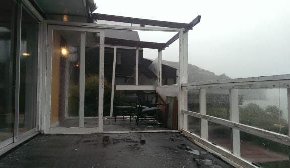 Damage to the Cass Bay sun room.