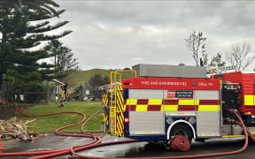 Fire truck at Māngere bridge fire 30 November 2023