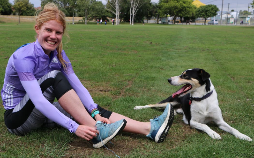 Angie Petty and her dog Tux.