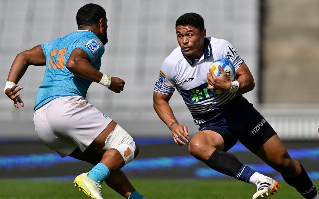 Caleb Clarke of the Blues, Blues v Moana Pasifika, round 5 Super Rugby Pacific match at Eden Park.