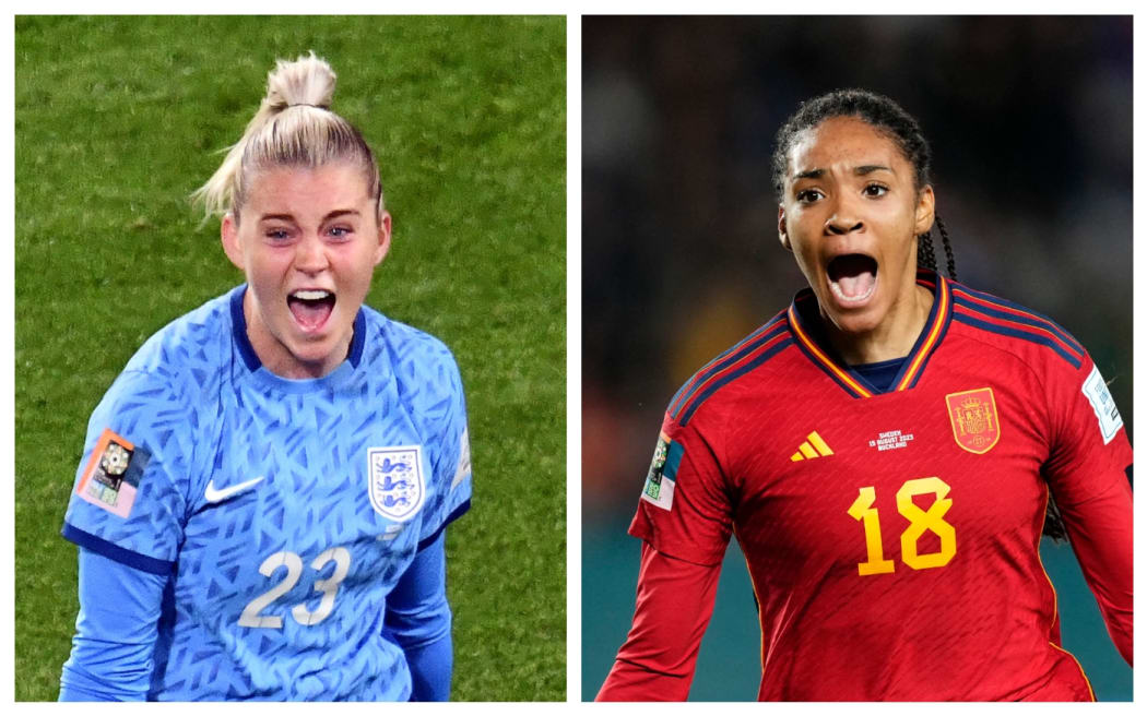 England's Alessia Russo and Spain's Salma Paralluelo