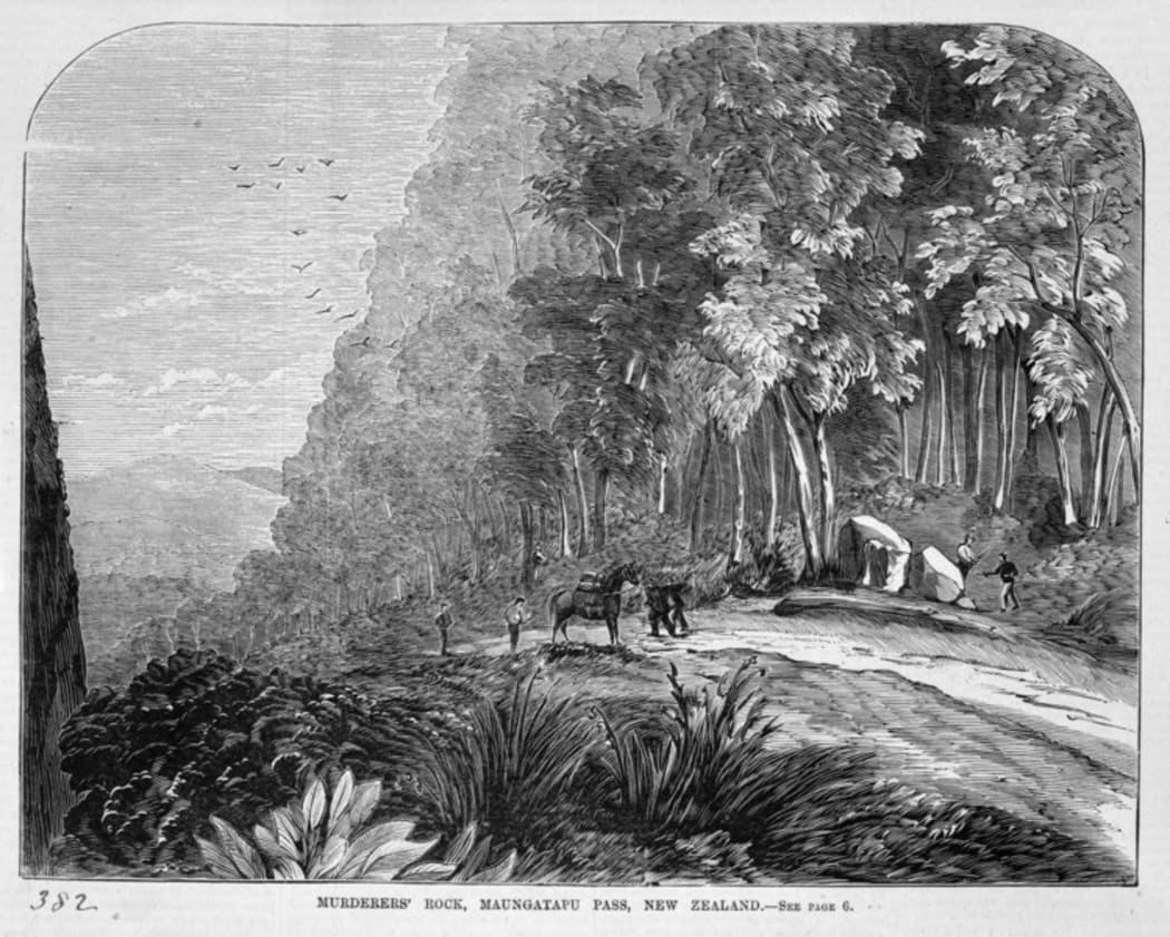 An 1866 Australian wood engraving of the holdup scene.