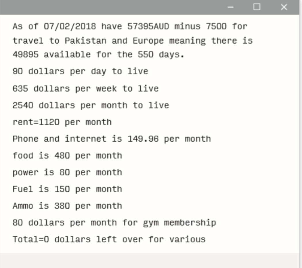 Brenton Tarrant travel budget