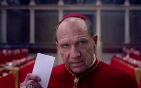 Conclave (2024), based on the novel by Robert Harris, directed by Edward Berger, starring Ralph Fiennes.