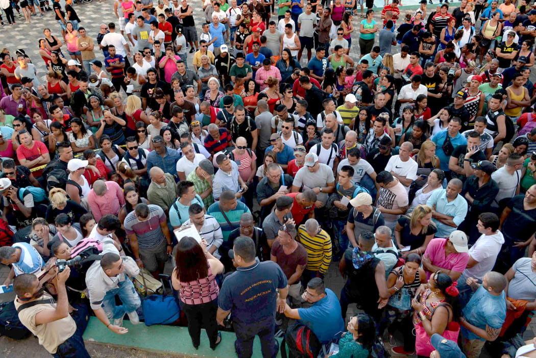 Cuban migrants gather in Costa Rica on their way to the United States.