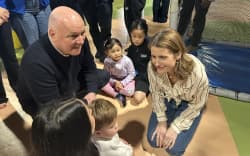 Christopher Luxon and Nicola Willis made the parental leave announcement at an indoor playground on Sunday.