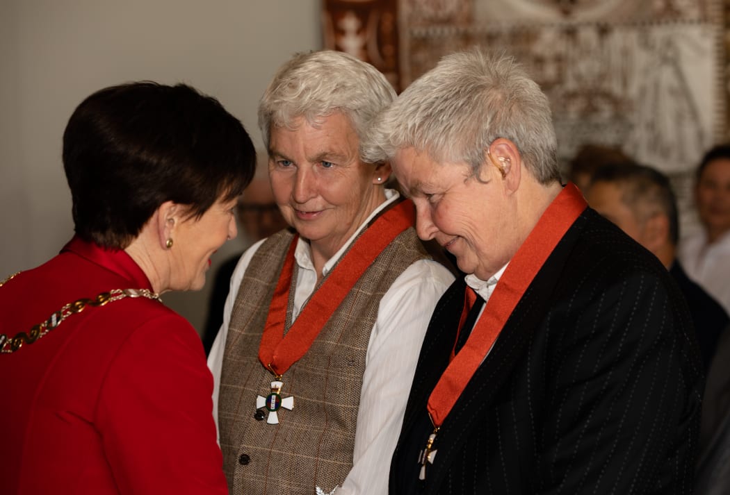 Dame Jools Topp, Dame Lynda Topp, Jackie Clarke and Chrstine Panapa have been celebrated at investiture ceremonies at Government House in Auckland.