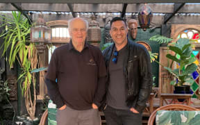 Sandy Adsett at home in Hastings with Julian Wilcox