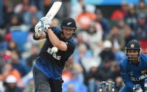 Corey Anderson batting during the ICC Cricket World Cup match between New Zealand and Sri Lanka at Hagley Oval in Christchurch, New Zealand. Saturday 14 February 2015.