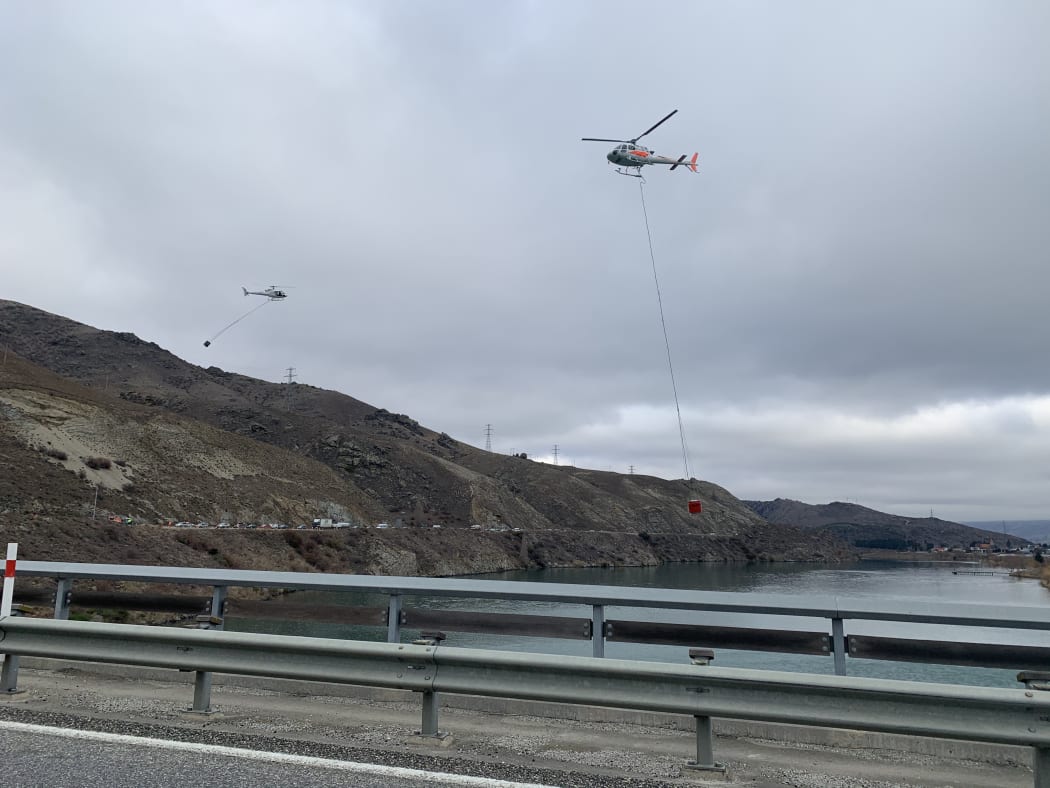 Two helicopter crews have spent hours sluicing and will continue to do so as long as weather and light allows.