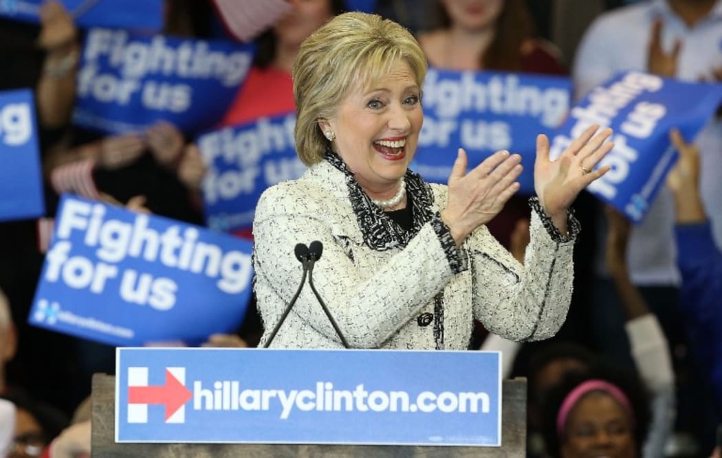 Hillary Clinton surrounded by supporters in South Carolina, where she secured 78 percent of votes.