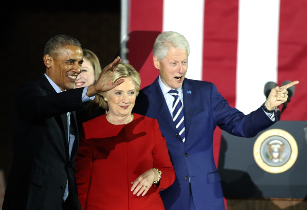 President Obama with the Clintons.