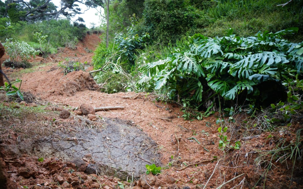 The slip above Bevan's Ōakura home.