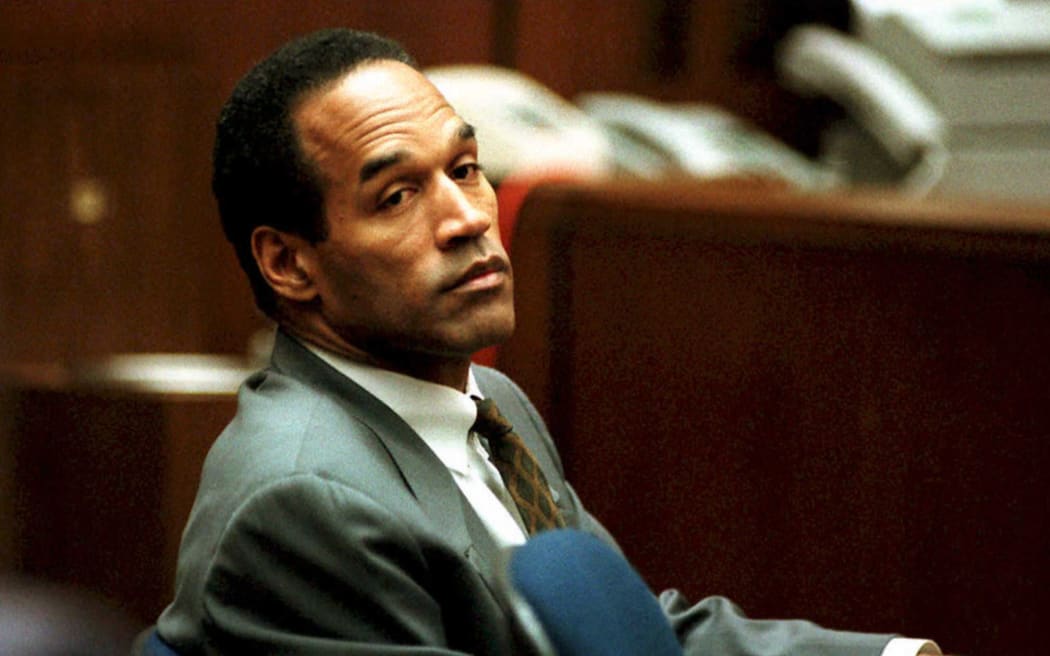 OJ Simpson sits in Superior Court in Los Angeles during his double murder trial in Los Angeles, California.