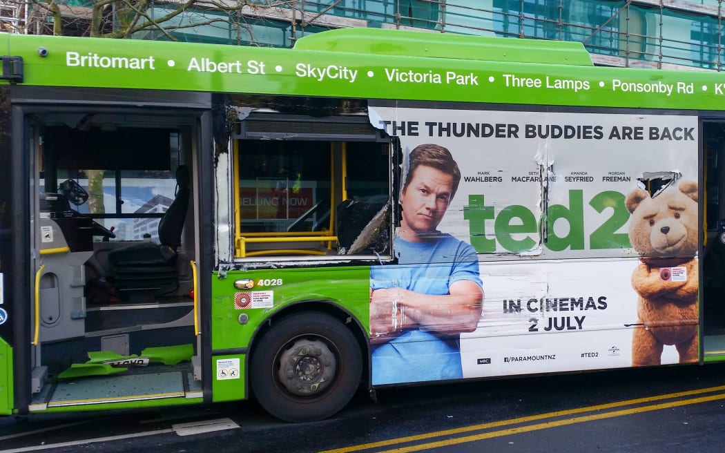 Car crash down K Road, Auckland.