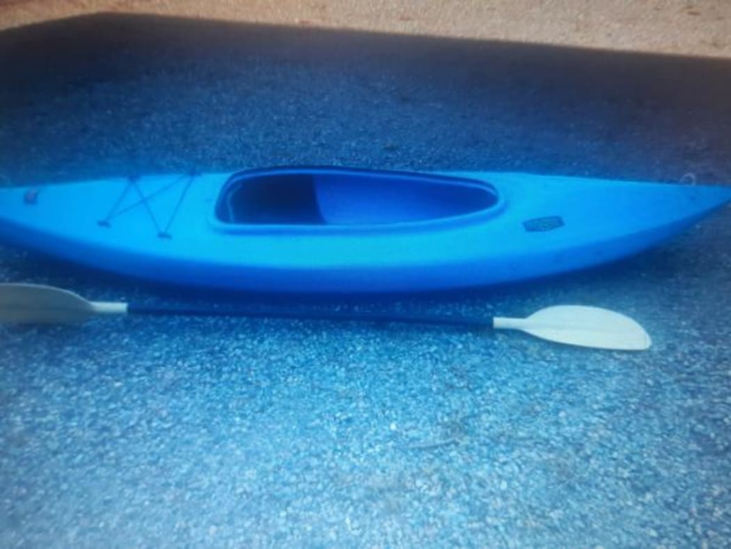 A blue kayak (pictured), believed to belong to Jack Skellett, was found on the Pencarrow coastline, without the paddle.