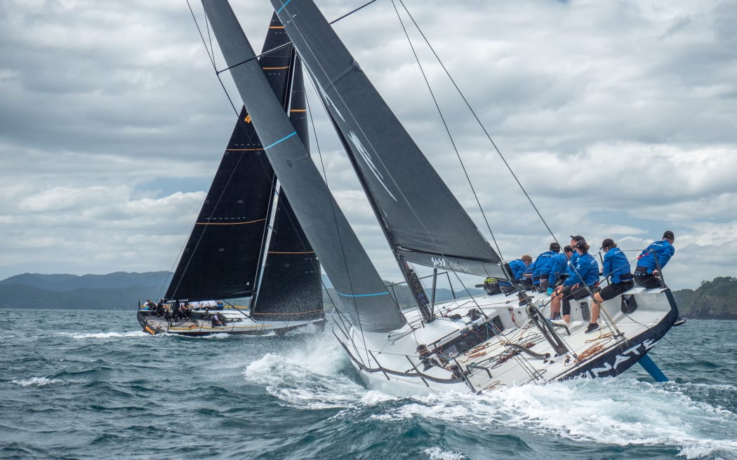 The racing yachts Sassinate and Menace duel during last year’s Bay of Islands Sailing Week.