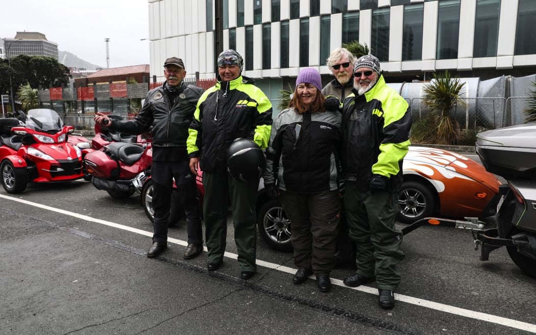 Motorcyclists have been wainting for hours to board the ferry.