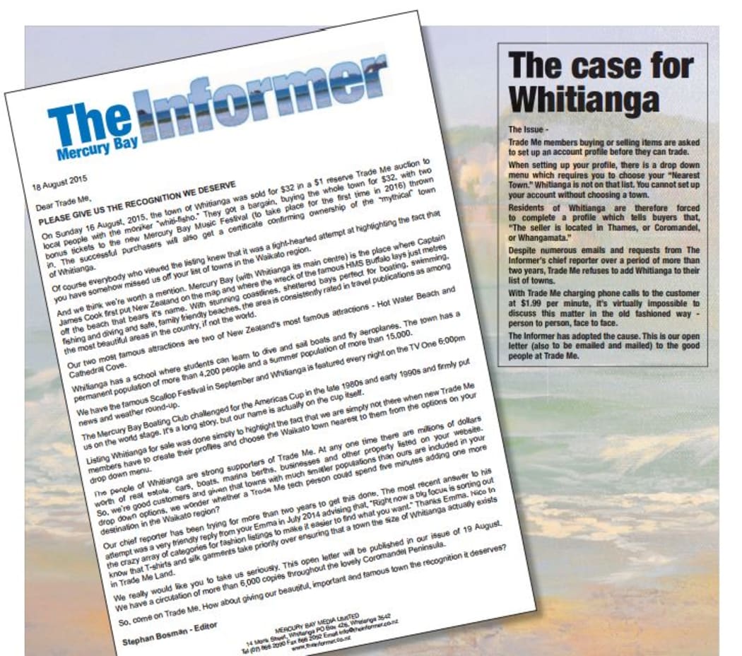 Image of The Informer's open letter to Trade Me