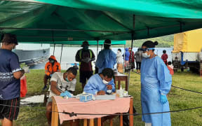 Covid-19 testing and vaccination underway at Nakasaleka District in Kadavu.