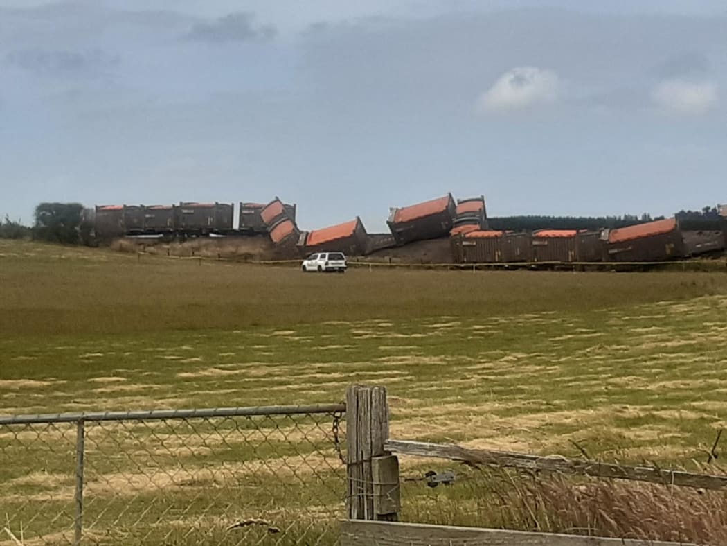 Train derailment near Wright's Bush, Southland, 11 January 2021.