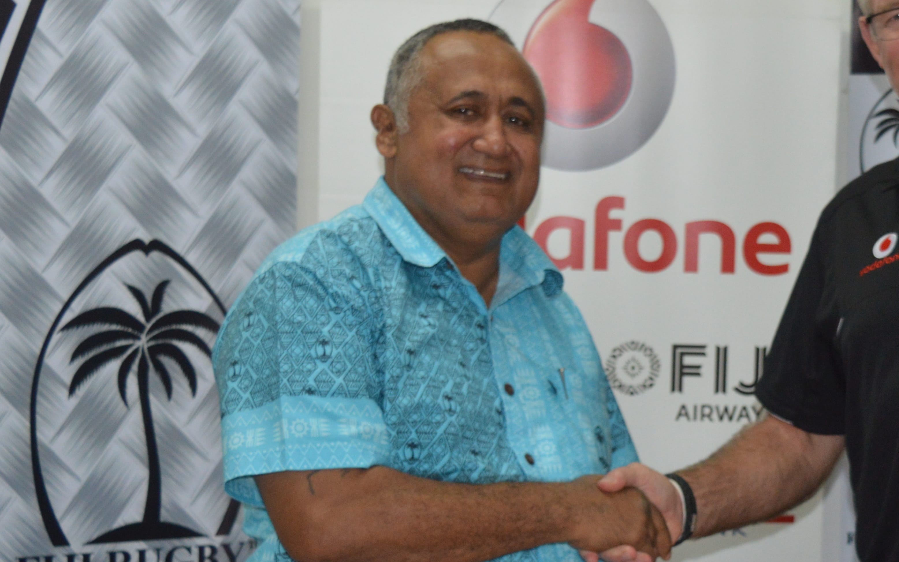 FRU Chairman Commander Francis Kean and Flying Fijians coach John McKee.