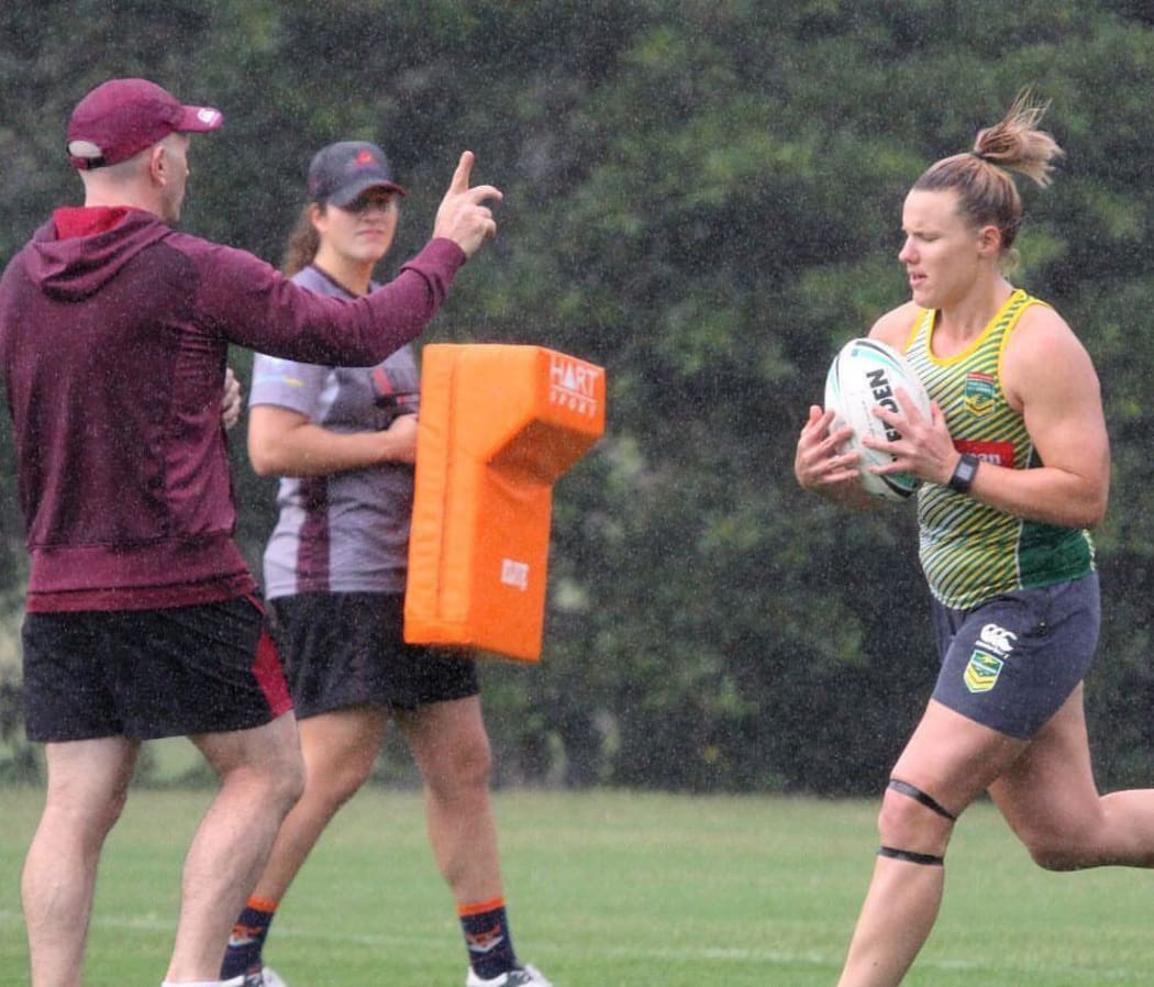 Adrian Vowles issues instructions during a training session.