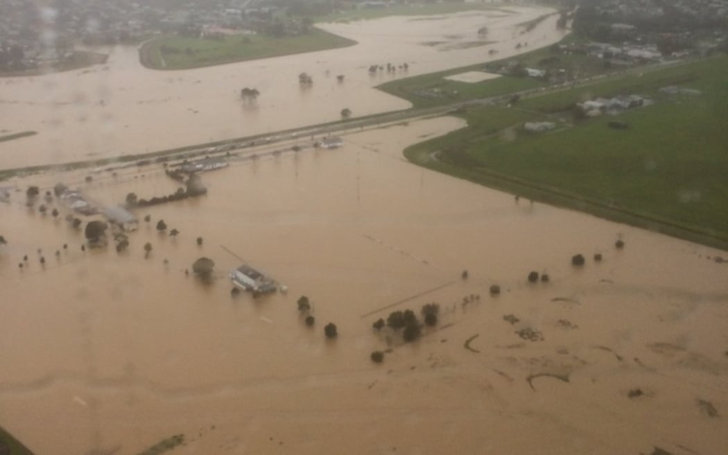 Flooding at the Kauaeranga River mouth in Thames.