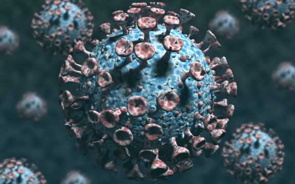 Covid-19 coronavirus particles, illustration.