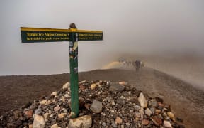 View along the Tongariro Alpine trail Crossing in New Zealand