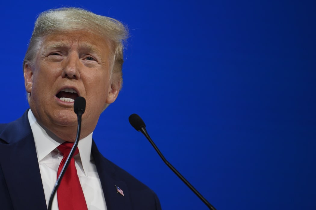 US President Donald Trump addresses the World Economic Forum in Davos, on January 21, 2020.