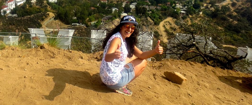 Madeleine Sami at the Hollywood sign.