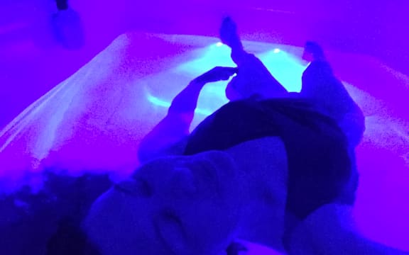 Carol Hirschfeld in a flotation pod at Float Culture in Auckland